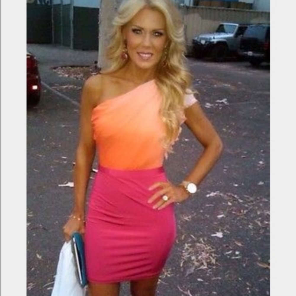 Bebe Pink/Orange Ombre Cocktail Dress